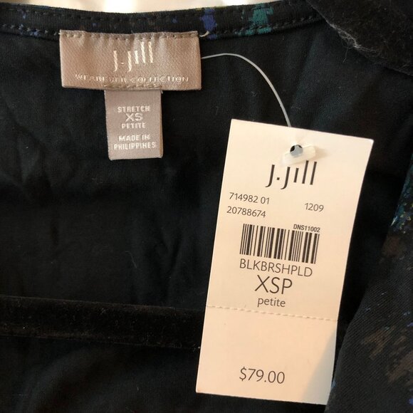 J.Jill Wearever Collection Stretch Cardigan Jacket Black Blue 3/4 Sleeve XSP - Picture 4 of 5